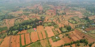 Aerial shot of dry land in Kenya
