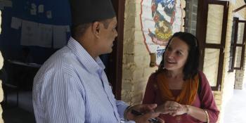 Rakesh, the headteacher of Himalaya school with Beth of VSO